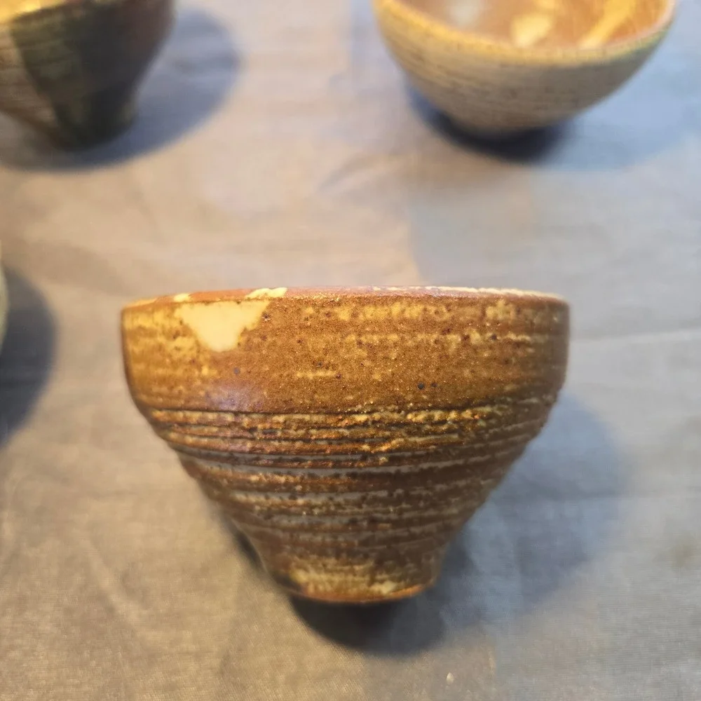 Set of 4  Different Ceramic Tea Matcha Cups Sake‎ Small Bowls Rustic Glaze